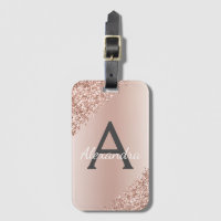 Rosa Rose Gold Pinsel Metal Script Monogram Niedli