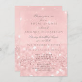 Rosa Rose Gold Powder Glitzer Brautparty Einladung (Vorne/Hinten)