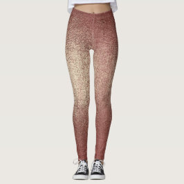 Rosa Rose Gold Powder Glitzer Funkelnd Glam Schwar Leggings