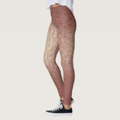 Rosa Rose Gold Powder Glitzer Funkelnd Glam Schwar Leggings (Links)