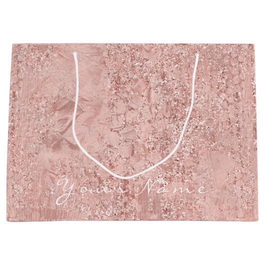 Rosa Rose Gold Powder Glitzer Gefallen Geschenk Br Große Geschenktüte (Vorderseite)