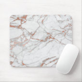 Rosa Rose Gold Powder Gold Weißer grauer Marmor Mousepad (Mit Mouse)