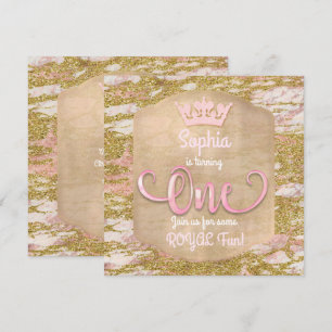 Rosa Rose Gold Princess 1. Party Einladung