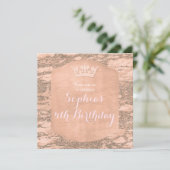 Rosa Rose Gold Princess Crown Party Einladung (Stehend Vorderseite)