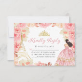 Rosa Rose Gold Princess Quinceañera RSVP Card (Vorderseite)