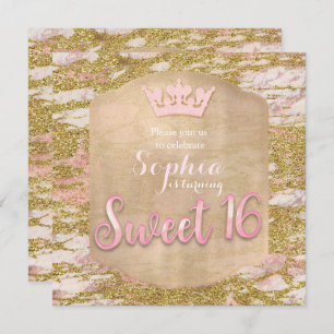Rosa Rose Gold Prinzessin SWEET 16 Party Einladung