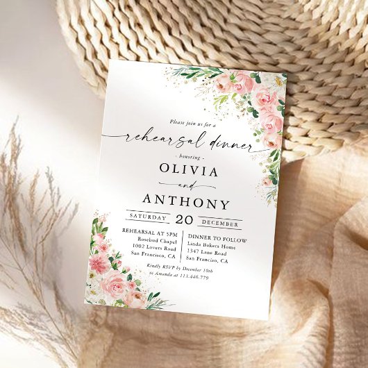 Rosa Rose Gold Probe Abendessen Einladung