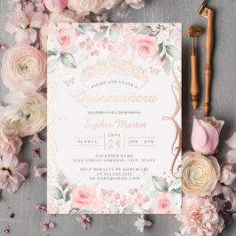 Rosa Rose Gold Quinceanera Folieneinladung
