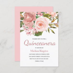 Rosa Rose Gold Quinceanera Party laden Einladung