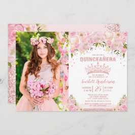 Rosa Rose Gold Quinceñera Geburtstag Einladung