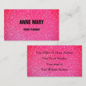 Rosa Rose Gold Red Glitzer Hochzeitsplaner Visitenkarte (Vorne/Hinten)
