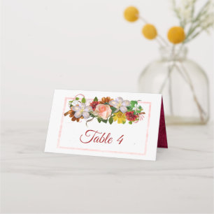 Rosa Rose Gold Rose Bouquet Tischkarte Platzkarte
