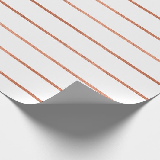 Rosa Rose Gold Rose Weiße Streifen Linien Geschenkpapier (Ecke)