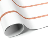 Rosa Rose Gold Rose Weiße Streifen Linien Geschenkpapier (Rolleneckpunkt)
