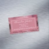 Rosa Rose Gold Rustic Girly Wood Magnetische Visitenkarte (Beispiel)