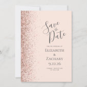 Rosa Rose Gold Save the Date Ankündigung (Vorderseite)