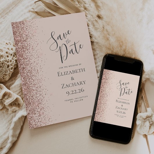 Rosa Rose Gold Save the Date Ankündigung