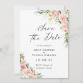 Rosa Rose Gold Save the Date Karte (Vorderseite)