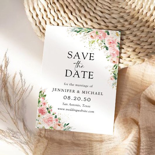 Rosa Rose Gold Save the Date Karte