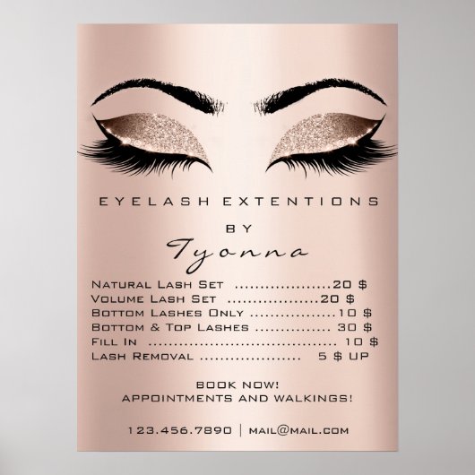 Rosa Rose Gold Schminke Augen Lashes Preise Poster (Vorne)