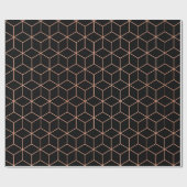 Rosa Rose Gold Schwarz Geometrie Platz 3D Geschenkpapier (Flach)