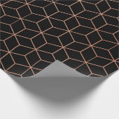 Rosa Rose Gold Schwarz Geometrie Platz 3D Geschenkpapier (Ecke)