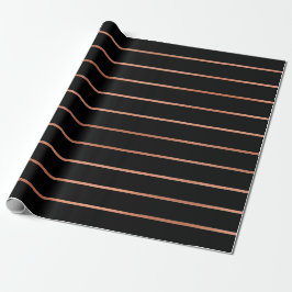 Rosa Rose Gold Schwarze Streifen Linien Geschenkpapier