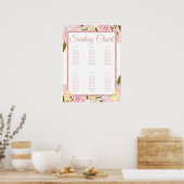 Rosa Rose Gold Sheep Babydusche Sitzkarte Poster (Küche)