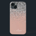 Rosa Rose Gold Silber Glitzer Monogram Case-Mate iPhone Hülle<br><div class="desc">Rose Gold - Schwarz Rosa und Silber Imitate Sparkle und Dripping Glitzer gebürstete Metal Monogram Name und Anfangssondo Telefon. Das macht den perfekten 16 Geburtstag,  Hochzeit,  Brautparty,  Jubiläum,  Babydusche oder Junggeselinnen-Abschied Geschenk für jemanden,  der Lieben glamourösen Luxus und schicke Stile.</div>