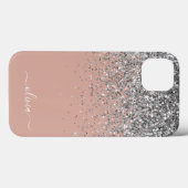 Rosa Rose Gold Silber Glitzer Monogram Case-Mate iPhone Hülle (Rückseite (Horizontal))
