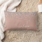 Rosa Rose Gold Silber Glitzer Monogram Lendenkissen (Decke)