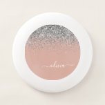 Rosa Rose Gold Silber Glitzer Monogram Wham-O Frisbee<br><div class="desc">Rose Gold - Rosa Rosa und Silber Sparkle Glitzer Script Monogram Name Frisbee. Dies macht den perfekten Abschluss,  Geburtstag,  Hochzeit,  Brautparty,  Jubiläum,  Babydusche oder Junggeselinnen-Abschied Geschenk für jemanden,  die Lieben glamourösen Luxus und schicke Stile.</div>