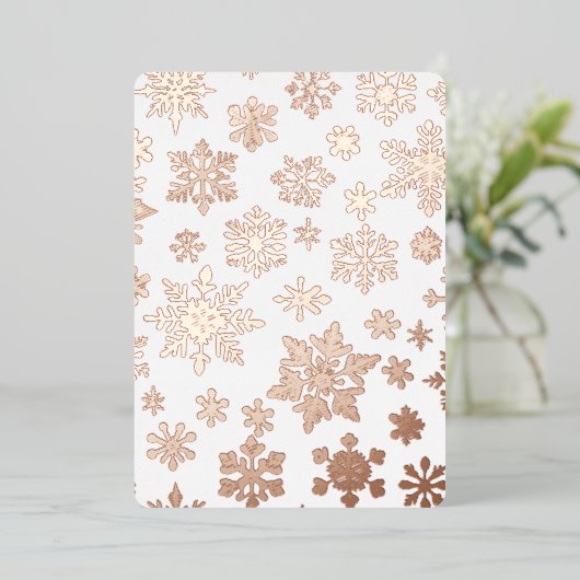 Rosa Rose Gold Snowflake Foto Fossilienmuseum Folieneinladung (Stehend vorne)