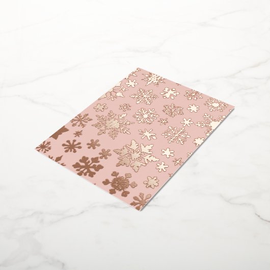 Rosa Rose Gold Snowflake Weihnachtsfeier Postkarte (Gedreht)
