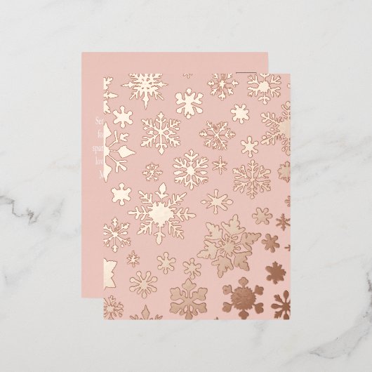 Rosa Rose Gold Snowflake Weihnachtsfeier Postkarte (Vorderseite/Rückseite)