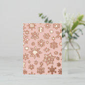 Rosa Rose Gold Snowflake Weihnachtsfeier Postkarte (Stehend vorne)