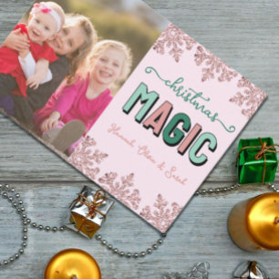 Rosa Rose Gold Snowflake Weihnachtsmagie Feiertagskarte