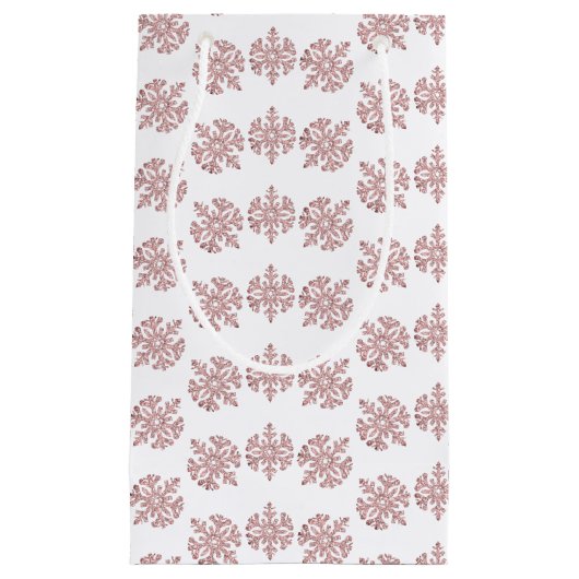 Rosa Rose Gold Snowflake Winter Sweet 16 Kleine Geschenktüte (Vorderseite)