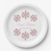 Rosa Rose Gold Snowflake Winter Sweet 16 Pappteller (Vorderseite)
