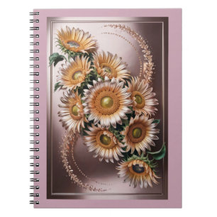 Rosa Rose Gold Sonnenblumen Metallic Pink Notebook Notizblock