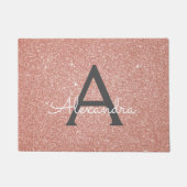 Rosa - Rose Gold Sparkle Glitzer Monogram Name Fußmatte (Vorderseite)