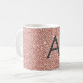 Rosa - Rose Gold Sparkle Glitzer Monogram Name Kaffeetasse (Vorderseite Links)