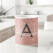 Rosa - Rose Gold Sparkle Glitzer Monogram Name Kaffeetasse