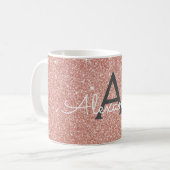 Rosa - Rose Gold Sparkle Glitzer Monogram Name Kaffeetasse (Vorderseite Links)
