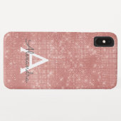 Rosa Rose Gold Sparkle Modern Monogram Name Case-Mate iPhone Hülle (Rückseite (Horizontal))