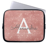 Rosa Rose Gold Sparkle Modern Monogram Name Laptopschutzhülle (Vorderseite)