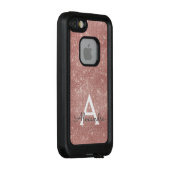 Rosa Rose Gold Sparkle Modern Monogram Name LifeProof iPhone Hülle (Hinten/Rechts)