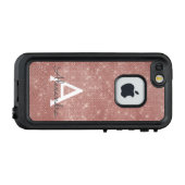 Rosa Rose Gold Sparkle Modern Monogram Name LifeProof iPhone Hülle (Rückseite (Horizontal))