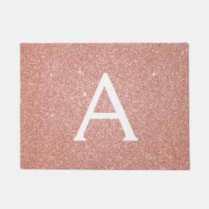 Rosa - Rose Gold-Sparkus-Glitzer Monogramm-Bezeich Fußmatte