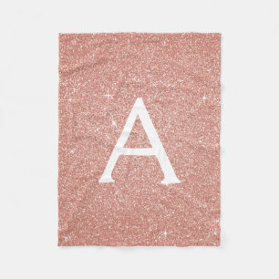 Rosa Rose Gold-Sparkus Monogramm-Glitzer Fleecedecke
